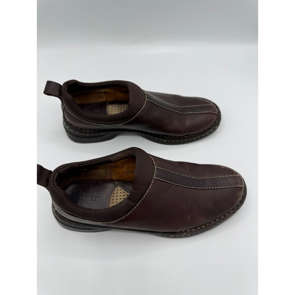 Born Womens 8 Leather Slip On Clogs Mules Casual Comfy Essential Basic Earthy - Picture 2 of 7